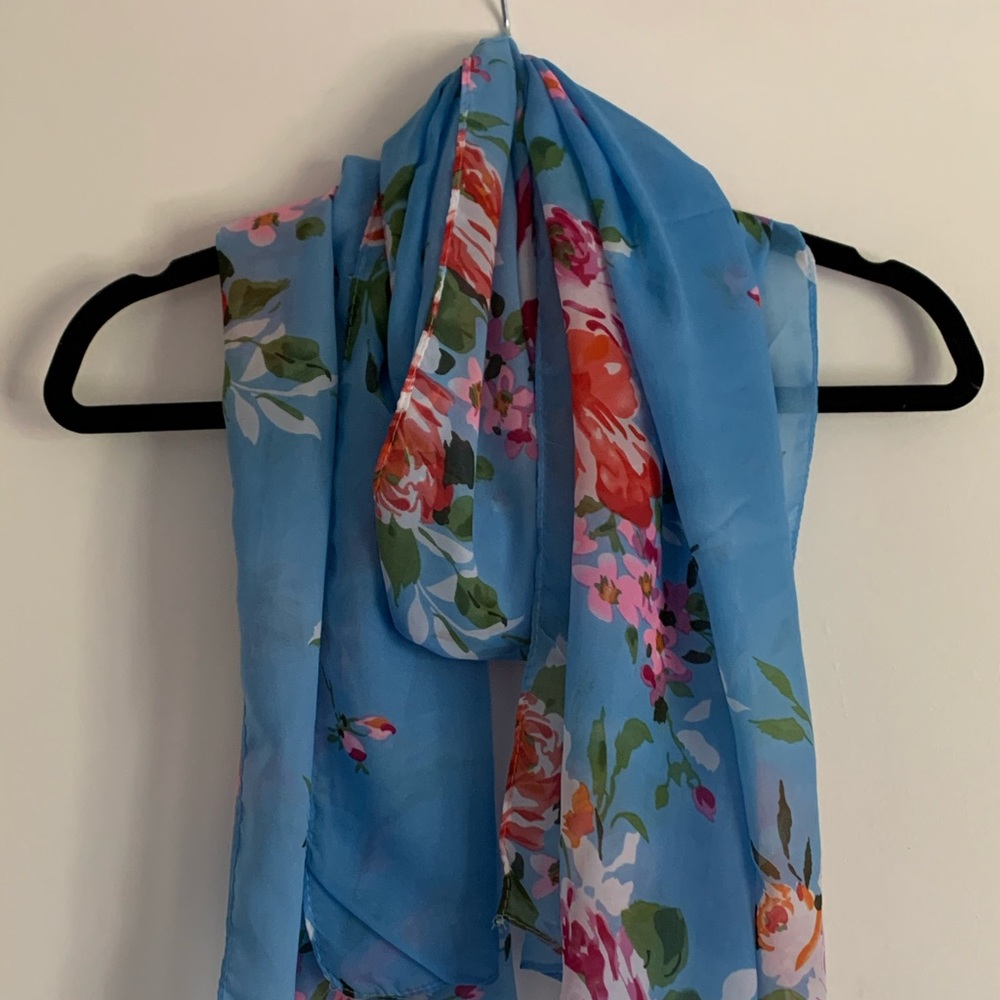 Blue Floral Scarf
